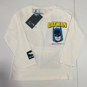 Batman Kids Long Sleeve Shirt in White with Blue and Yellow